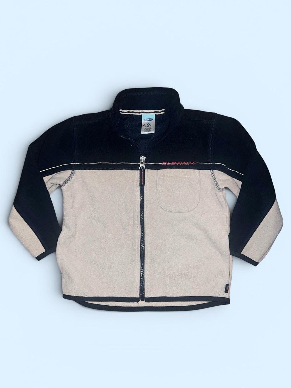 OLD NAVY baby Two-Tone Fleece Jacket - Navy Blue & Cream 4T